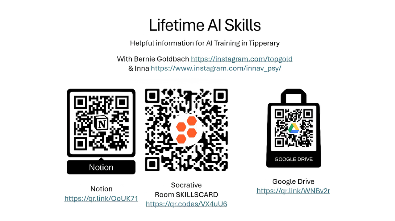 Lifetime AI Skills course QR codes